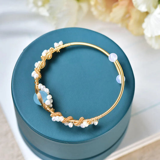 Gold Plated Pearl Cuff Bracelet